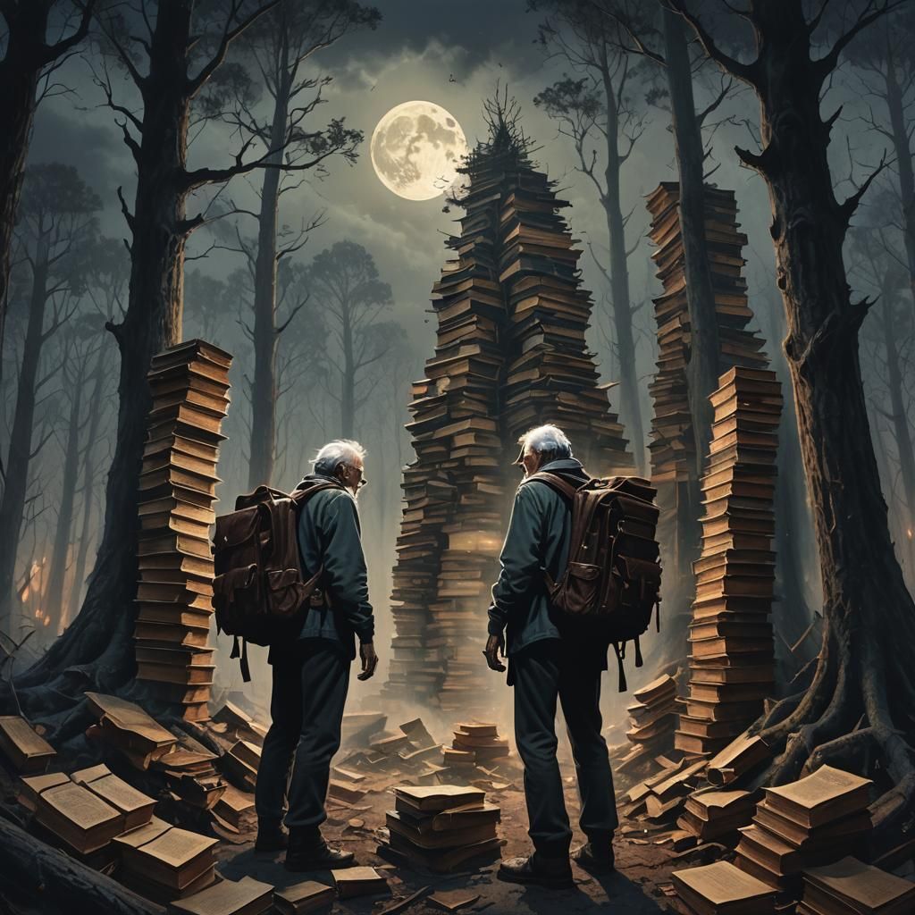 Dark Fantasy Old Man in Eerie Forest