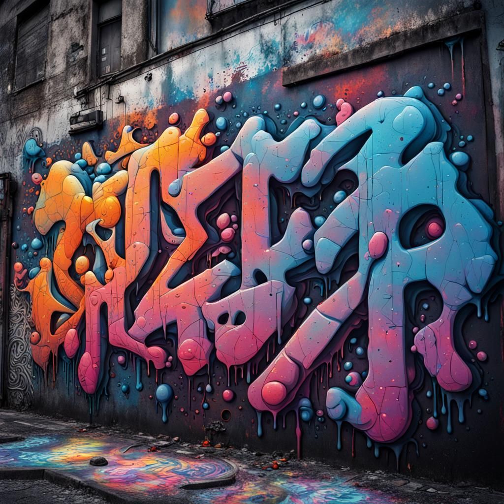 Colorful Graffiti Art with Melting Textures