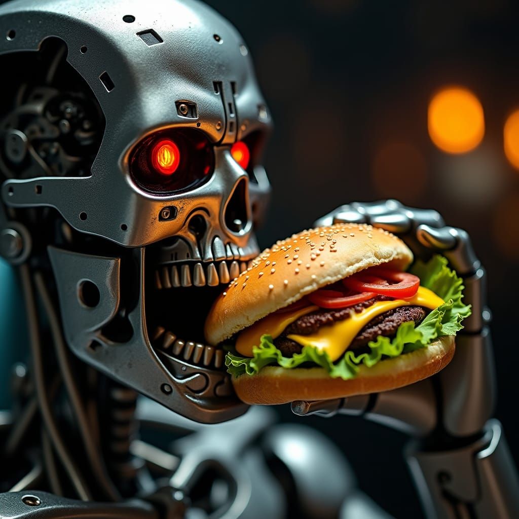 A terminator eating a big mac