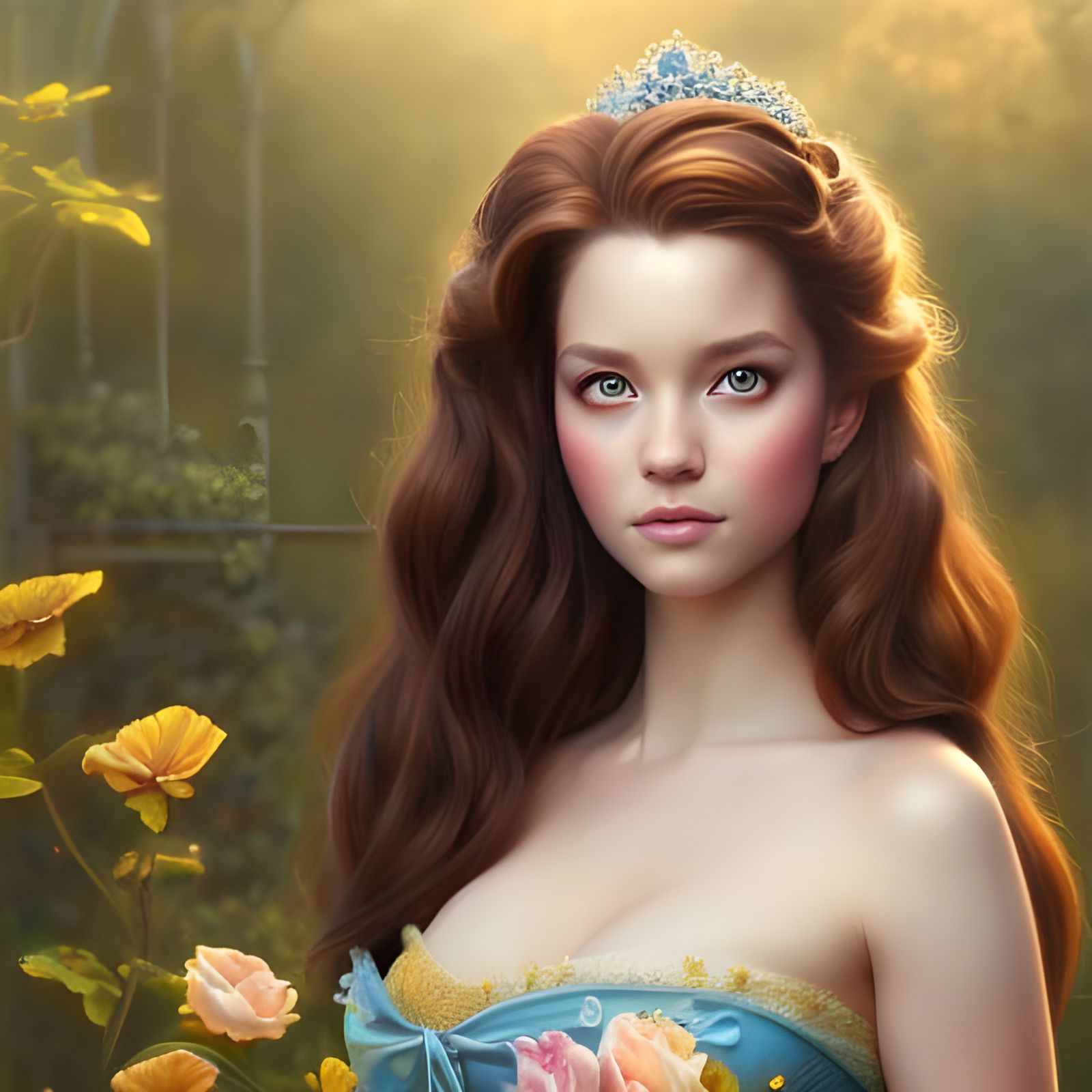 Hyperrealistic Portrait of Princess Belle in Sunlight