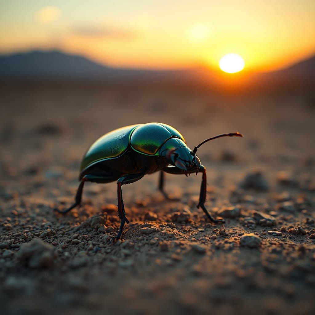 Jewel Beetle in Desert Sunset Macro Photography