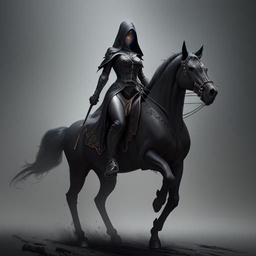 Female Grim Reaper on Pale Horse