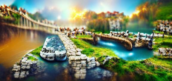 Floating Stone Bridge: Fantasy Landscape in 8K