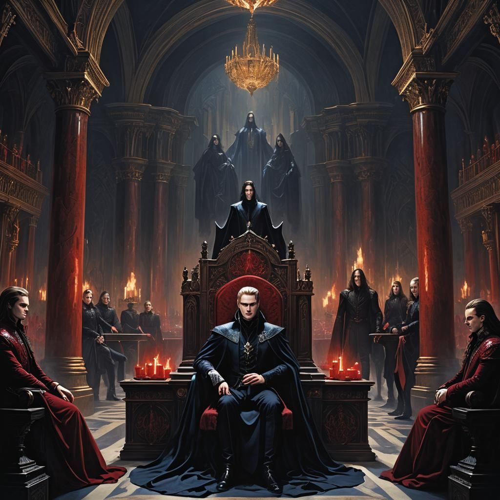 The Volturi Guard in Dark Fantasy Throne Room