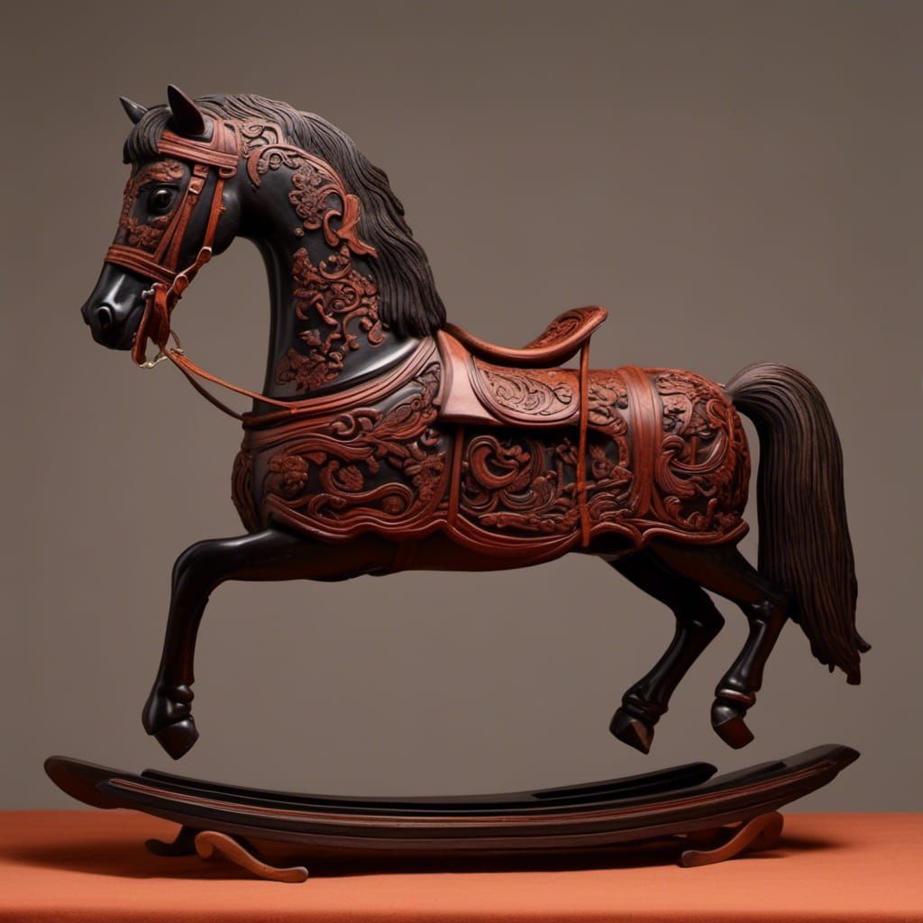 Halloween Dracula Rocking Horse in Ebony and Cherry