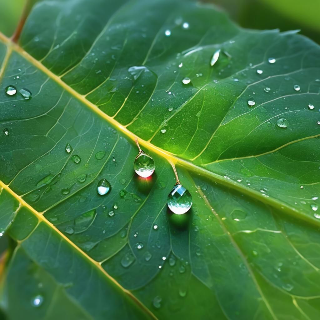 Dewdrop Fairy Reflection on Leaf