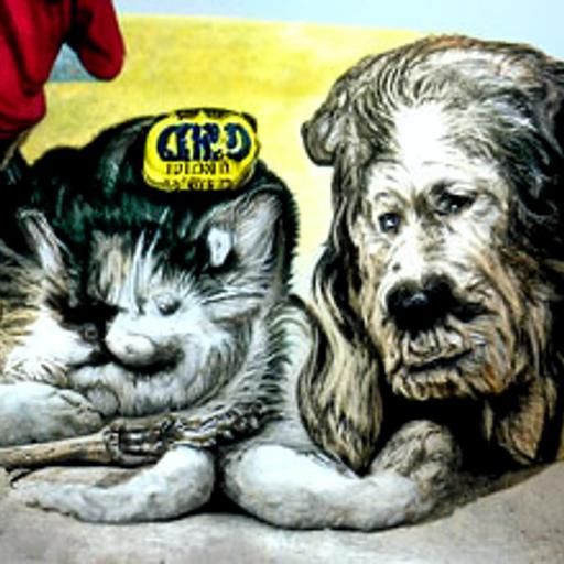 Cat and Dog in Underground Comix Style