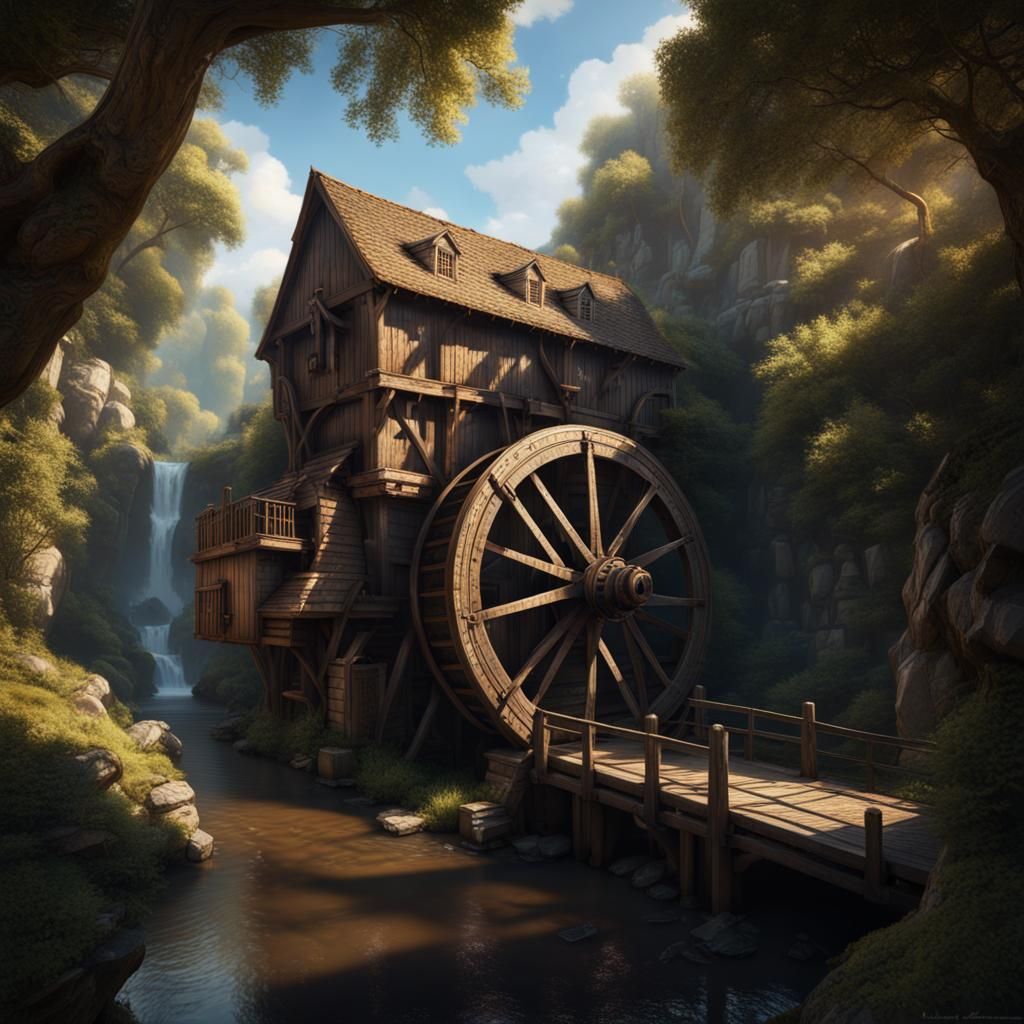 Epic Water Wheel Mill: Digital Matte Painting