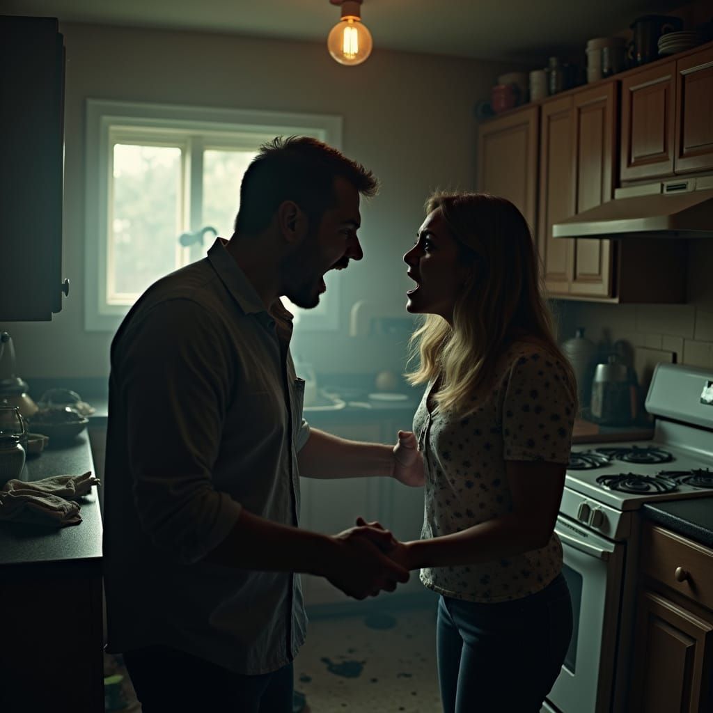 Married Couple's Intense Argument in Kitchen
