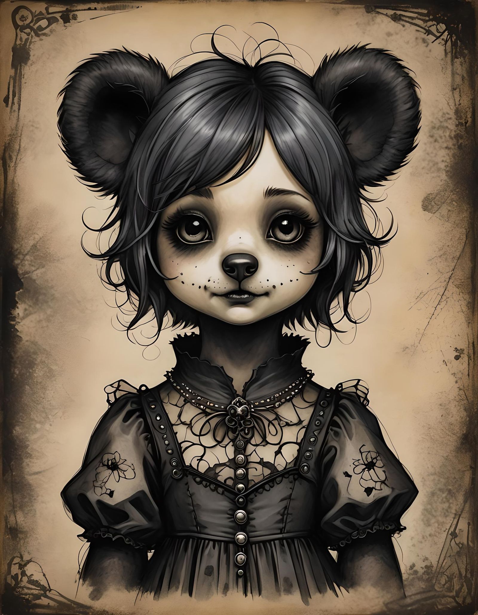 Sassy Goth Fairybear Portrait in Sooty Residue
