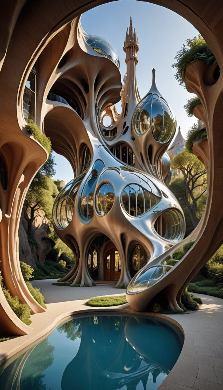 Surreal Futuristic Elf Residence in Organic Architectural St...