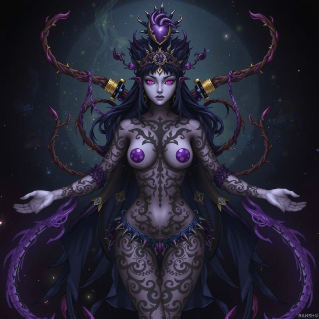 Amethyst Deity in Cosmic Void, Dark Fantasy Art