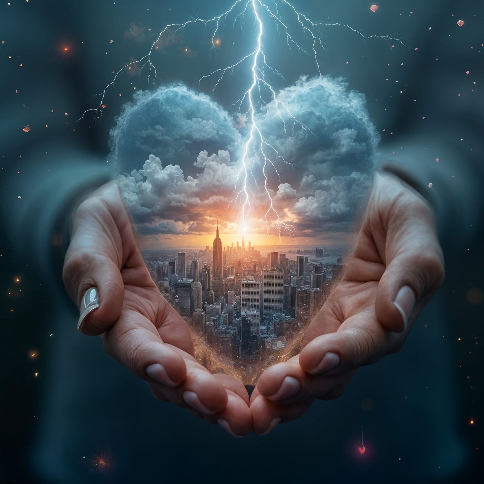 Surreal Cityscape Hand Unleashes Thunderstorms in Loveheart...
