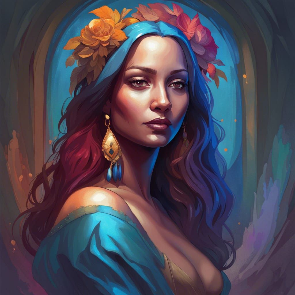 Mona Lisa Portrait in Art Nouveau Style