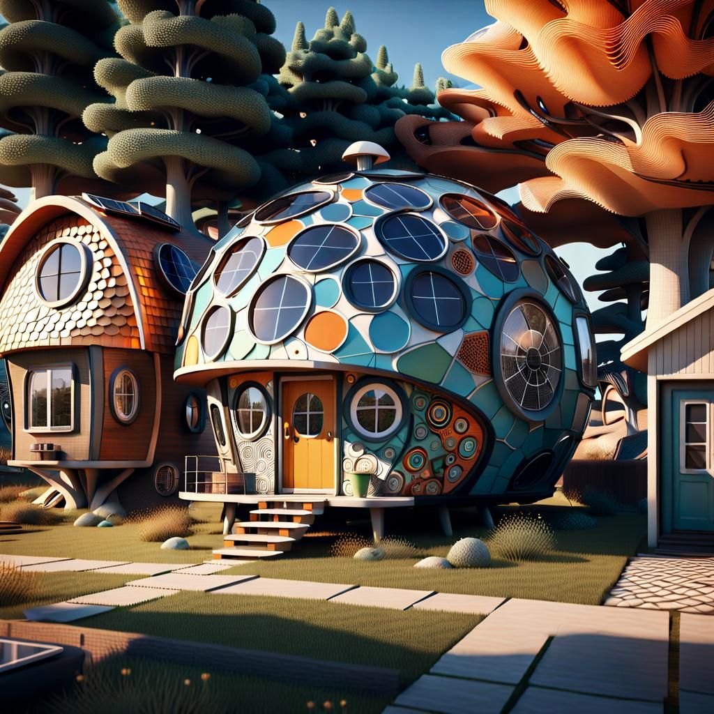 Dystopian Sci-Fi Tiny House with Wind Turbine