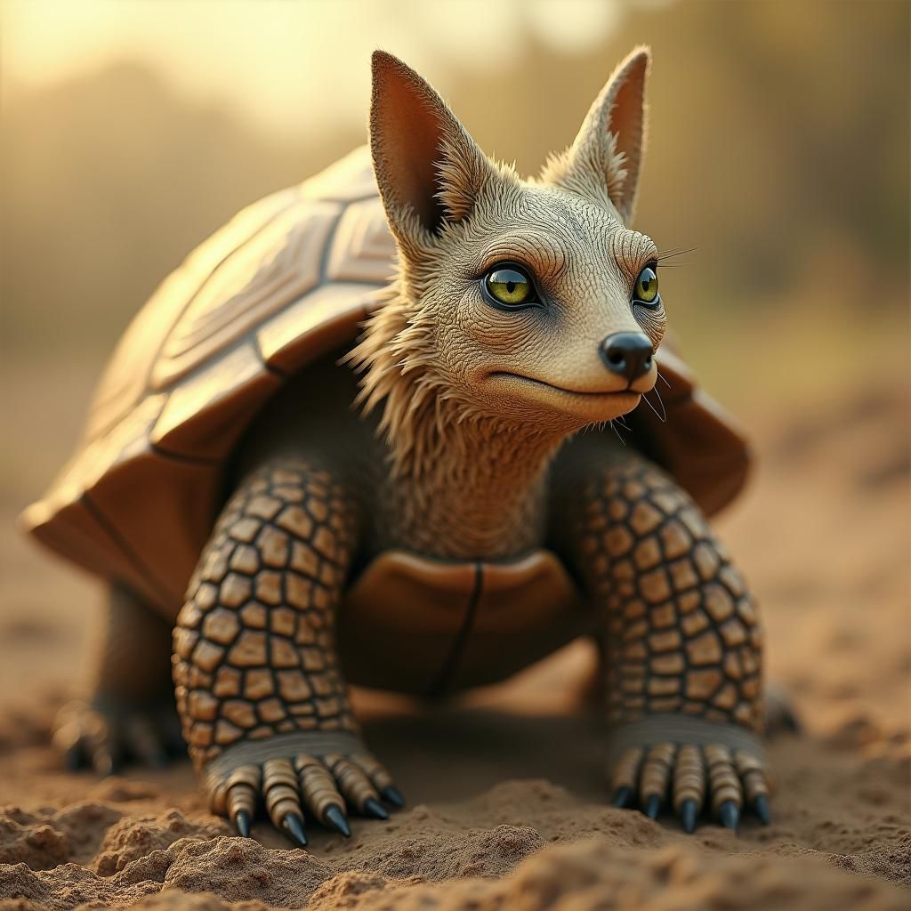Vintage Photo of Turtle-Fox Hybrid Creature