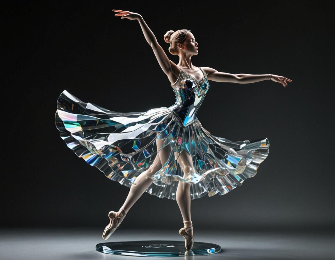 Crystal Ballerina on Musical Note in Hyperrealism