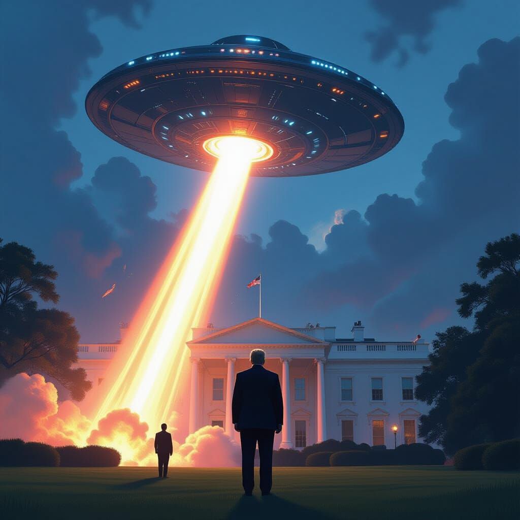 Alien Spaceship Abducts President Trump Over White House