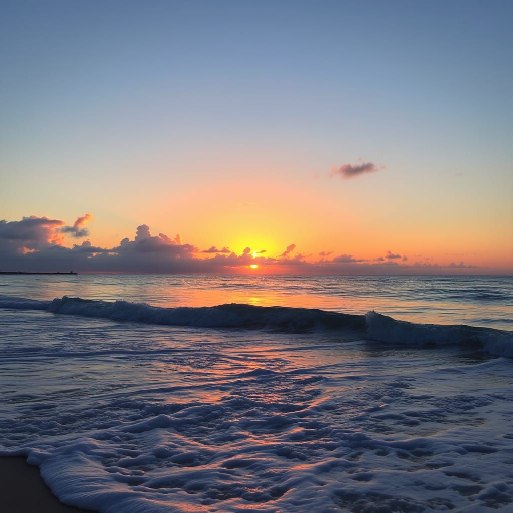 Golden Beach Sunset in Vibrant Colors