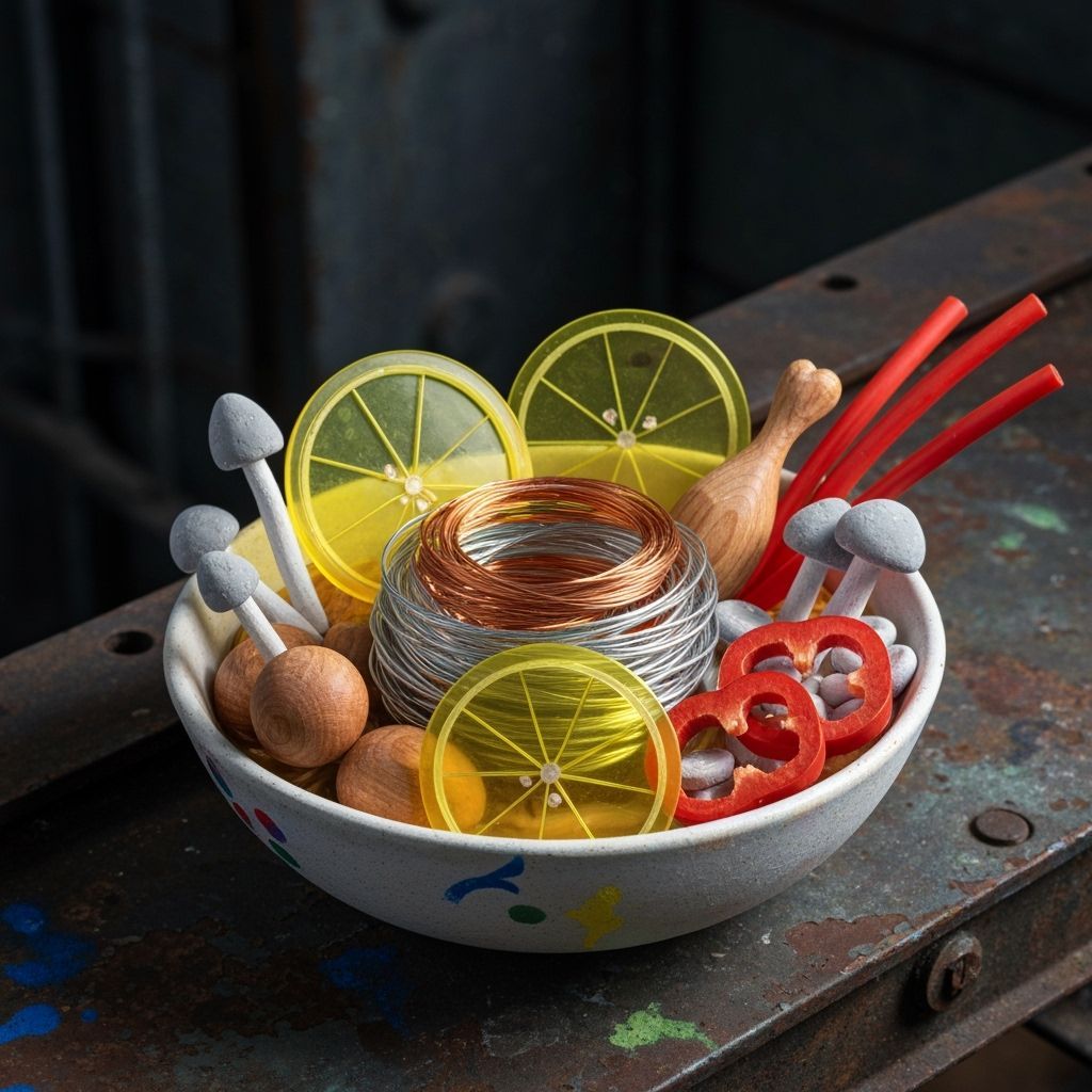Surreal Ramen Art: Chicken Dish as Polychromatic Sculpture