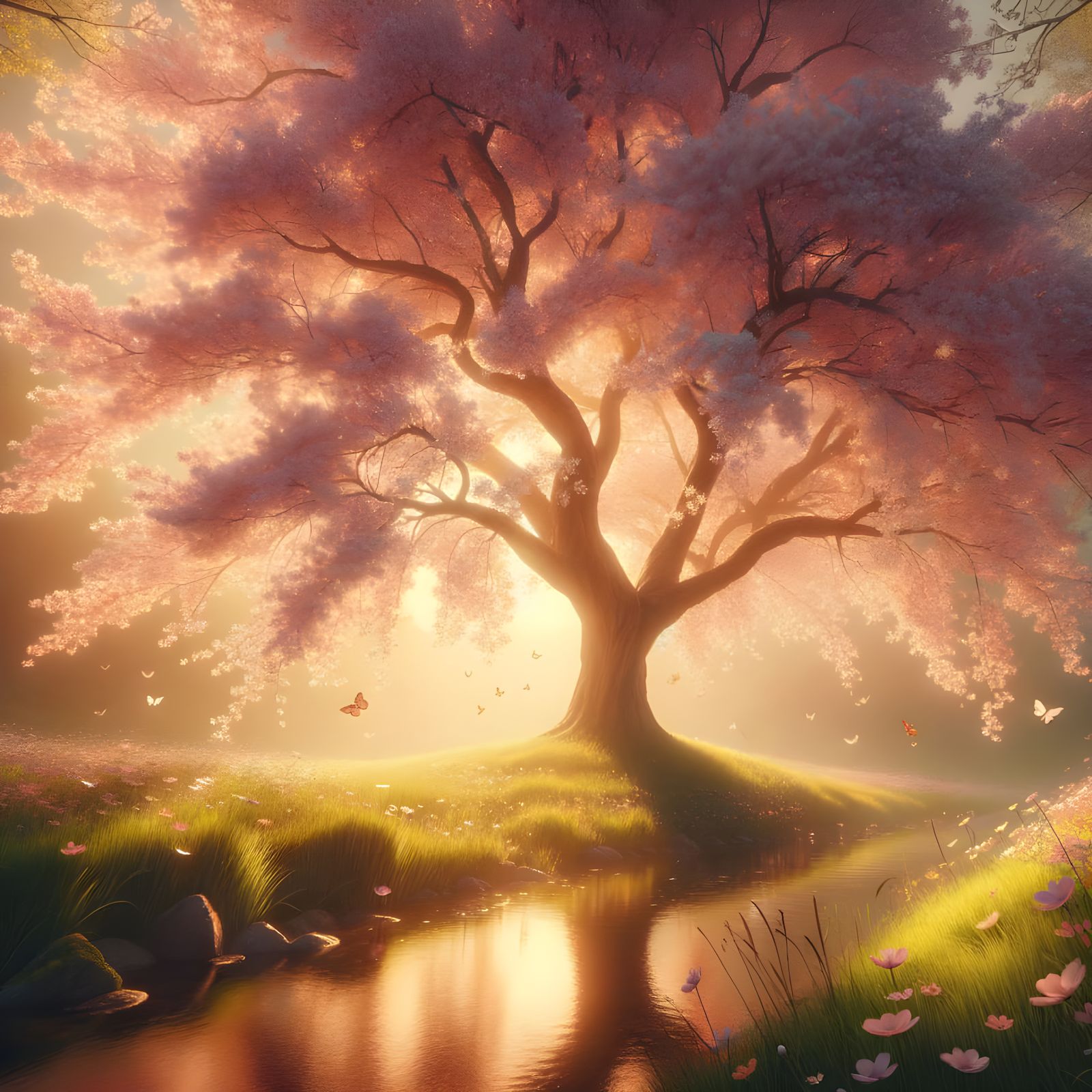 Cherry Blossom Tree in Vibrant Bloom