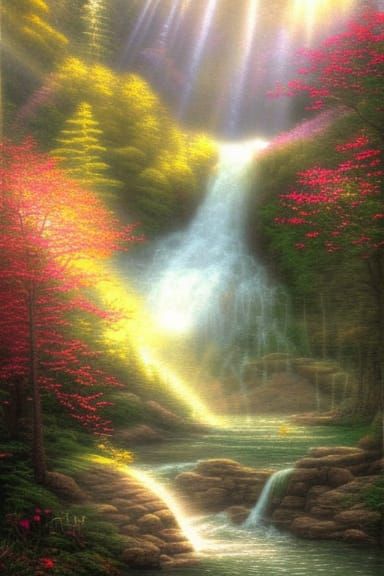 Ethereal Waterfall Fantasy in Soft Focus