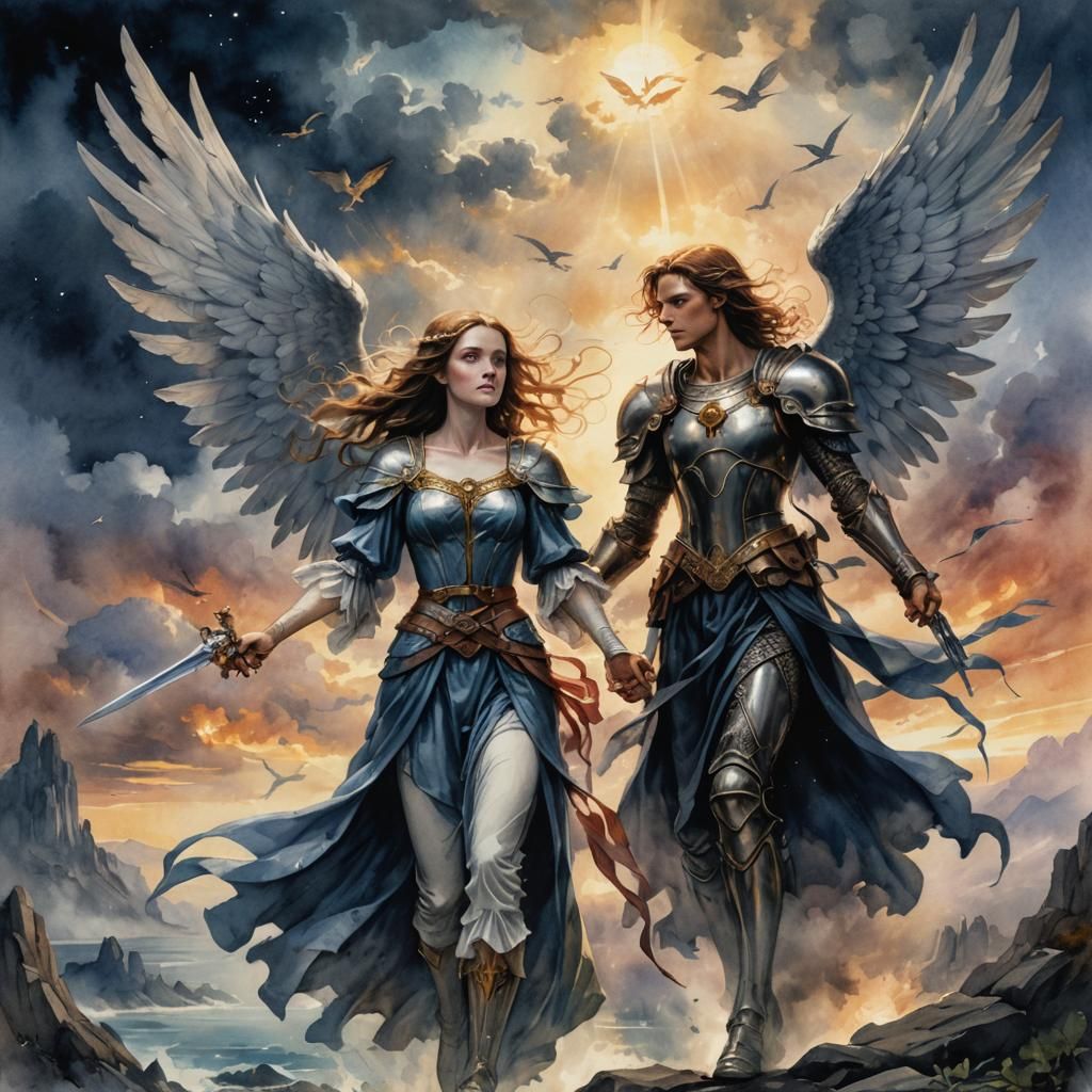 Forbidden Love: Dark Fantasy Watercolor Art