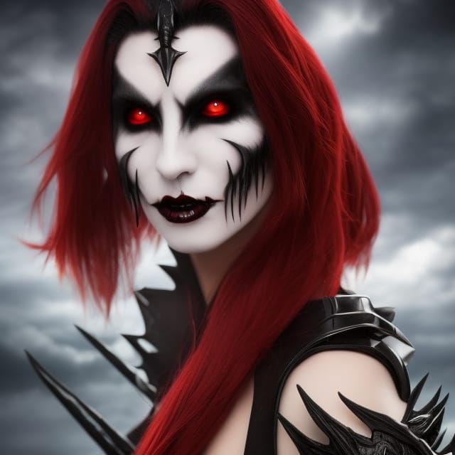 Sinister Vampire Queen with Bat Wings in Art Deco Style