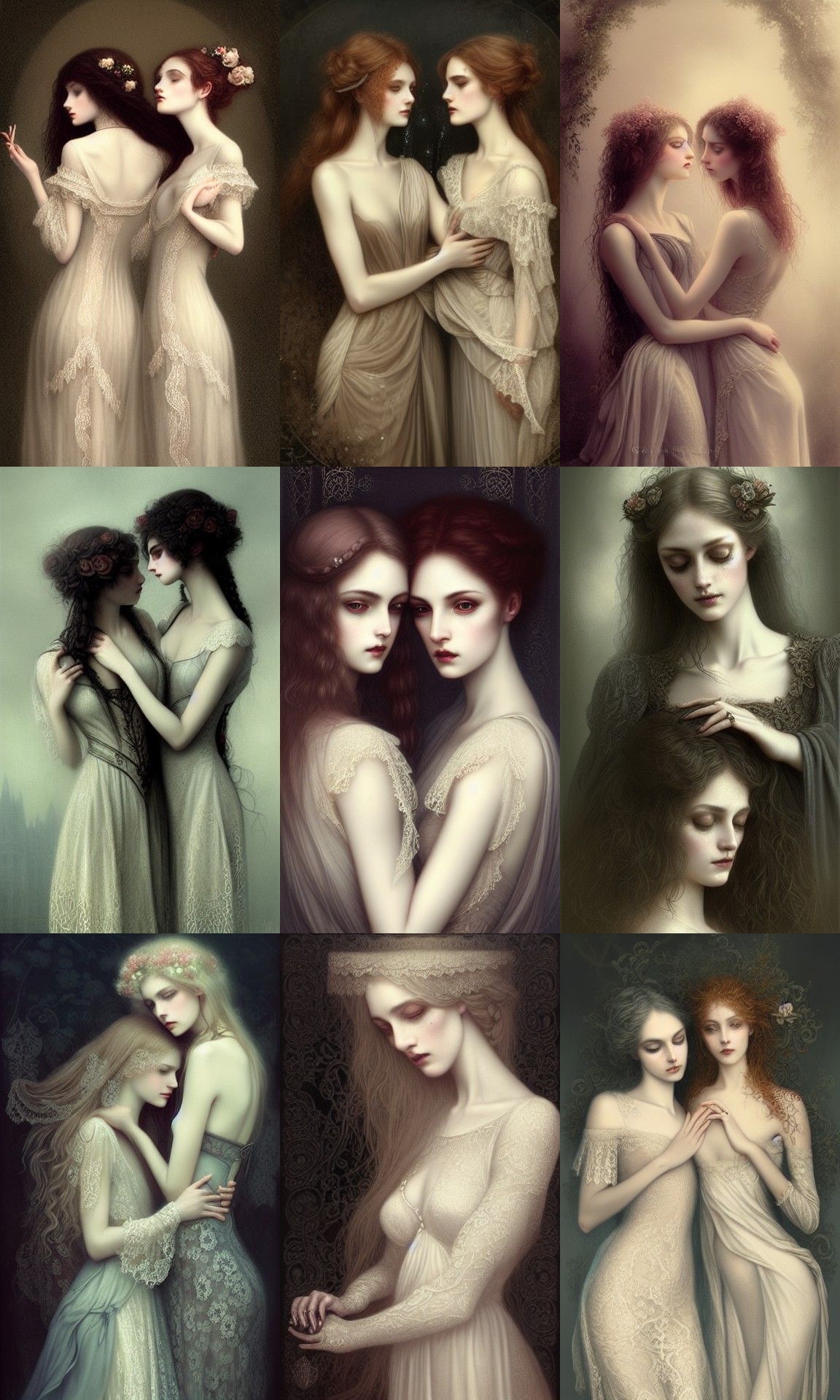 Gothic Romance: Two Lovers in Rococo Lace