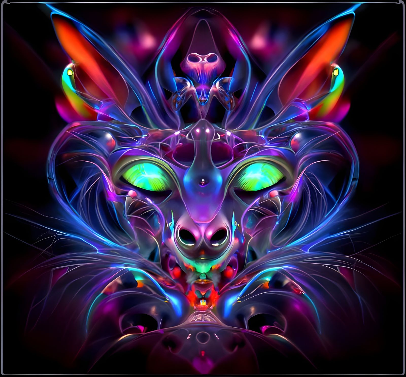Psychedelic Fractal Art in Neon Colors