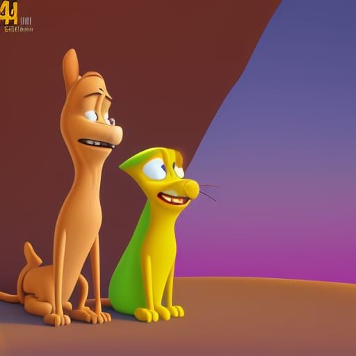 CatDog Character in 3D Digital Art Style