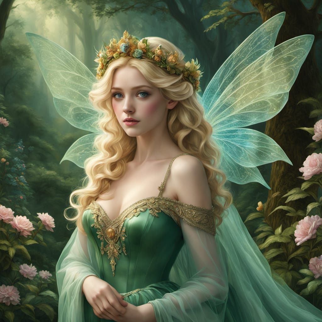 Ethereal Fairy in Glowing Forest Clearing