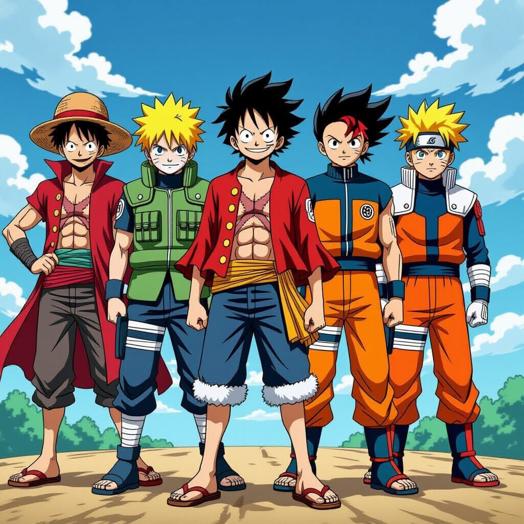 Anime Heroes Unite: A Vibrant Manga-Style Illustration