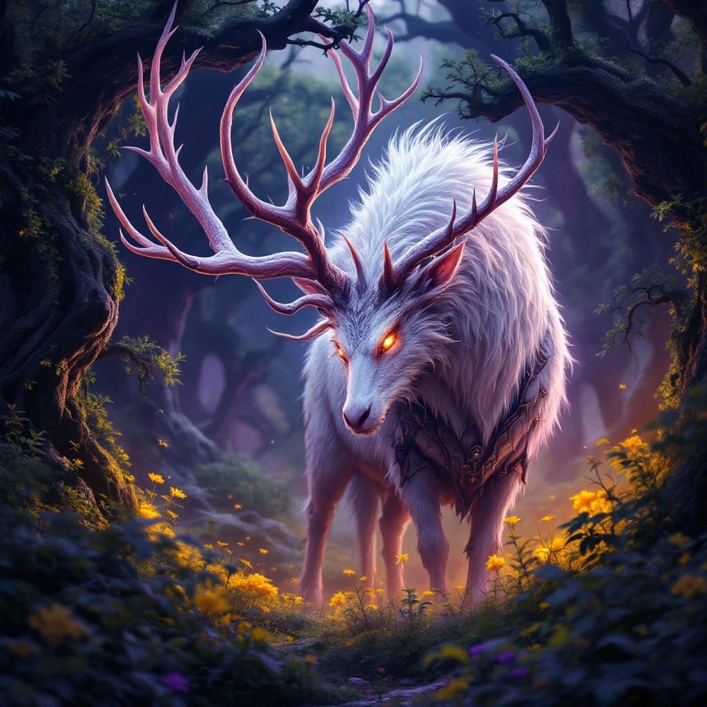 Majestic Deer Man with White Dragon Essence