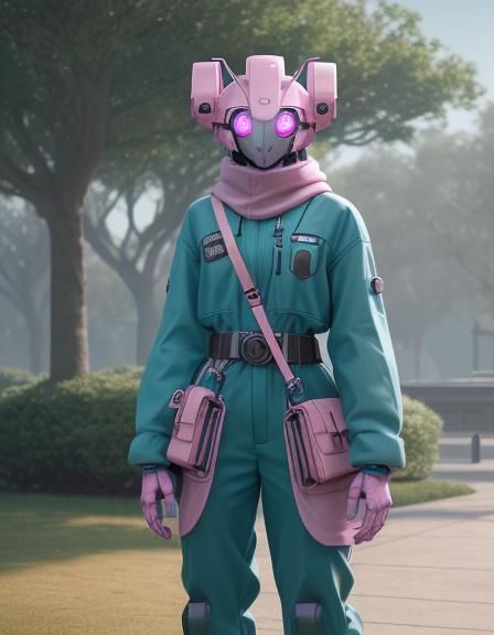 Robot Relaxing in Park: 3D Digital Art