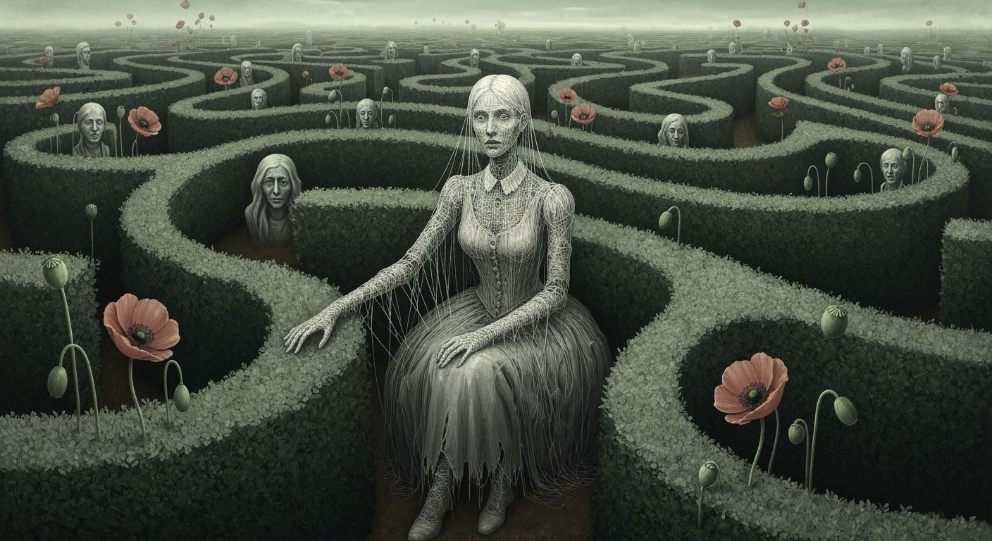 Surreal String Woman in Gothic Maze