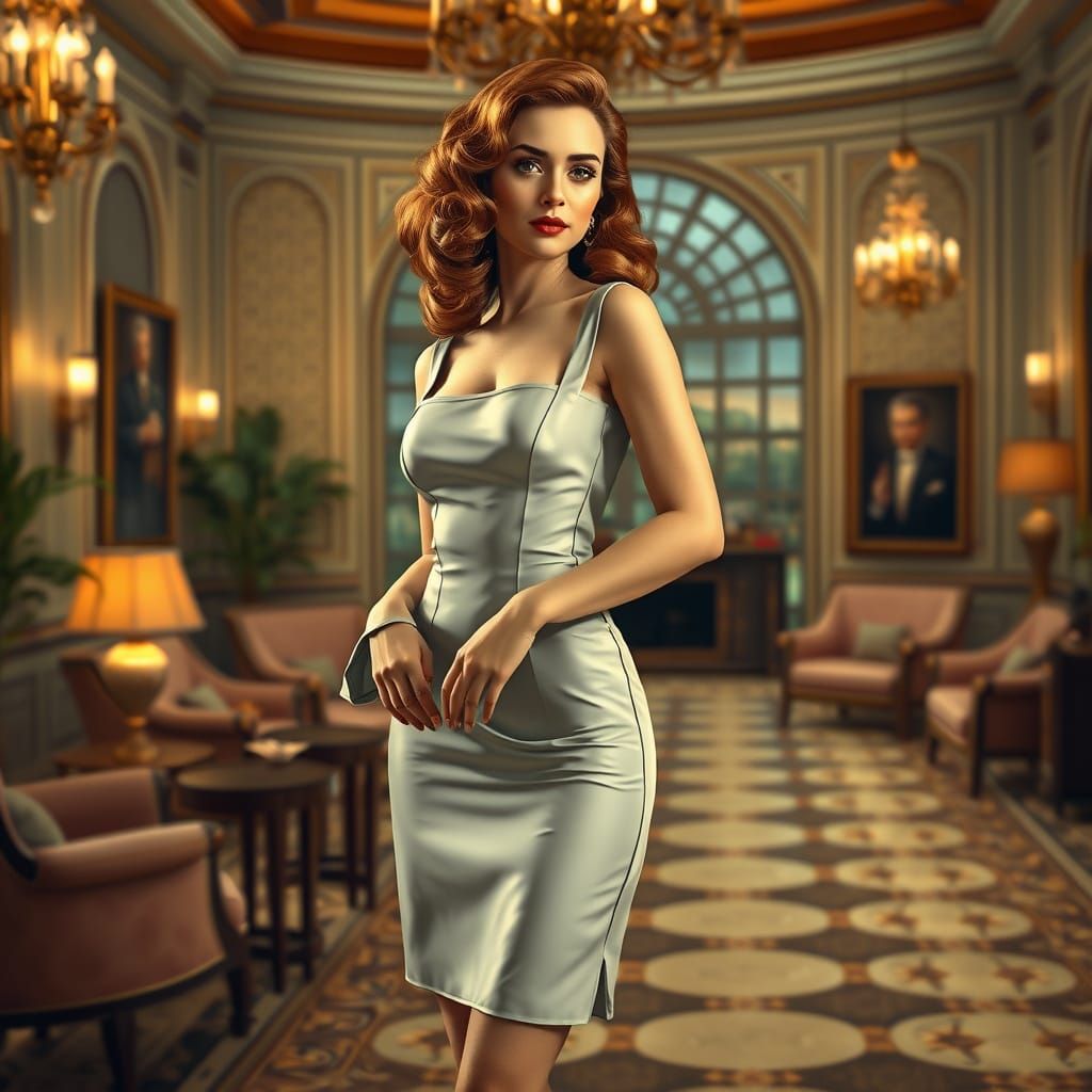 Ceramic Dress in Lavish Art Deco Parlor