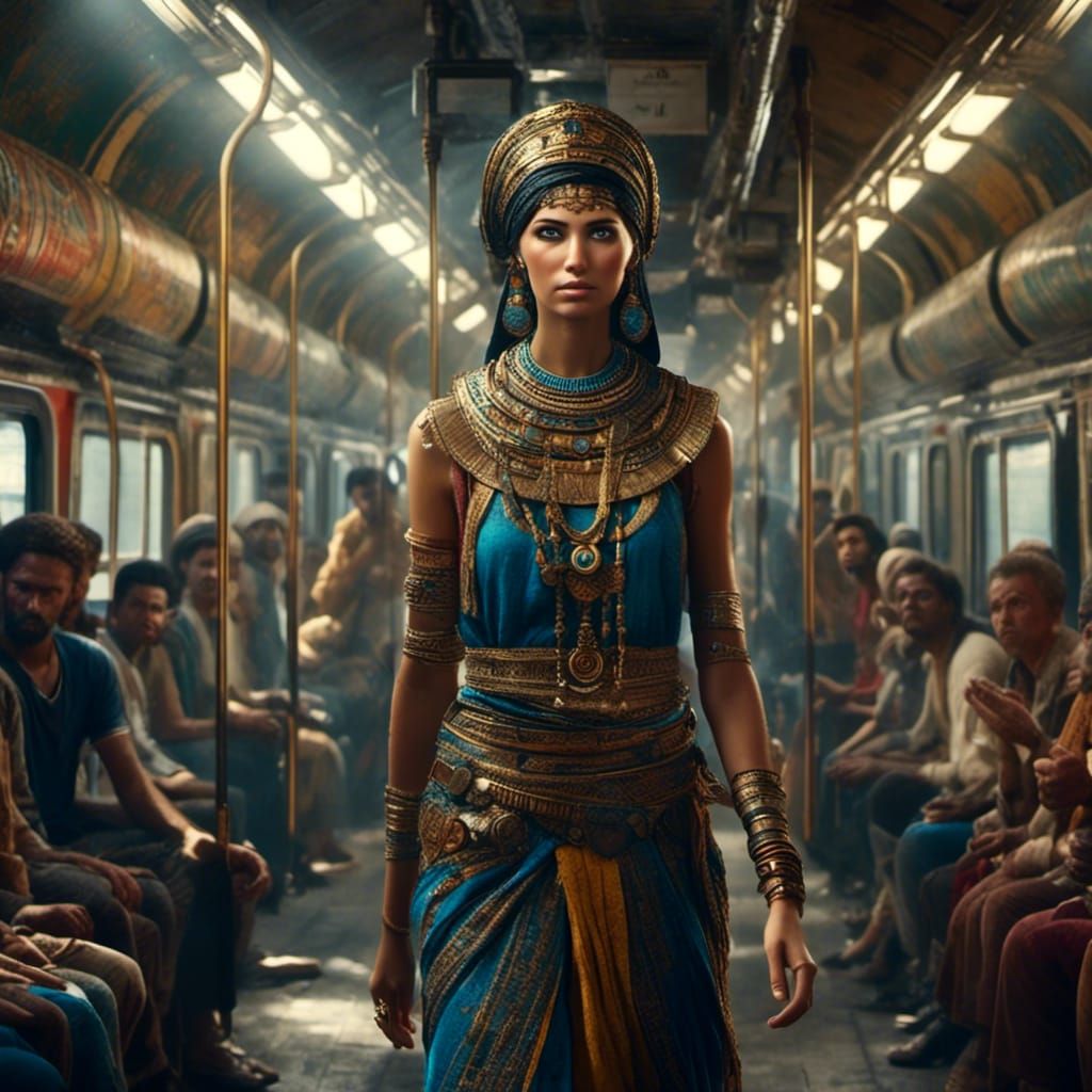 Lost in Time: Egyptian Woman in Subway