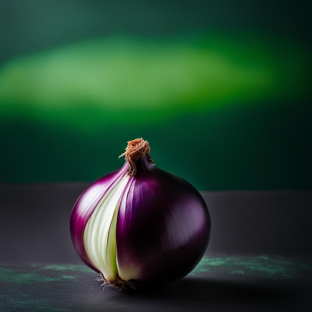Translucent Onion Layers in Vibrant Oil Painting