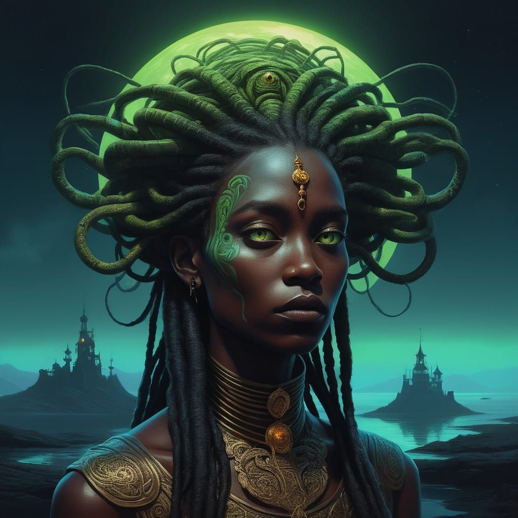 Enigmatic Serpent Queen Reigns Over Midnight Realms