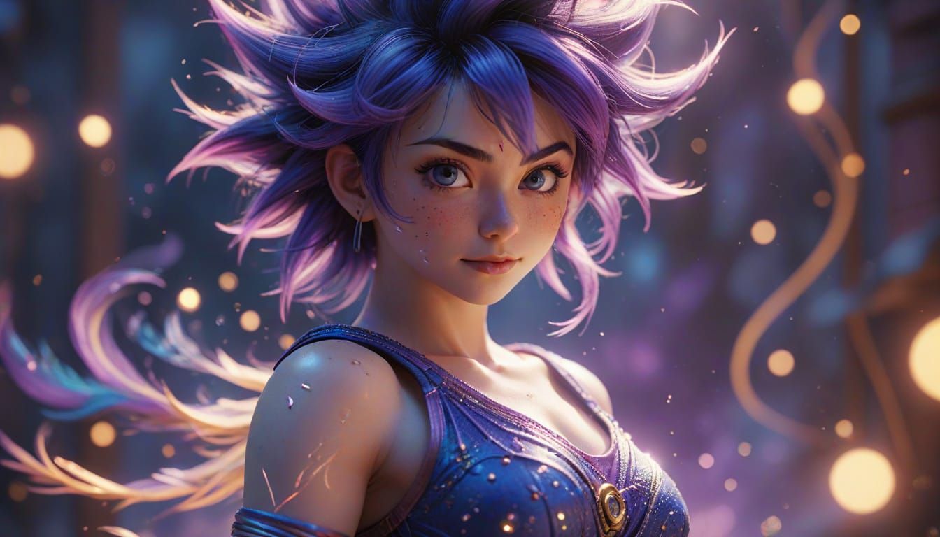 Pastel Goth Lady Goku in Ethereal Glow