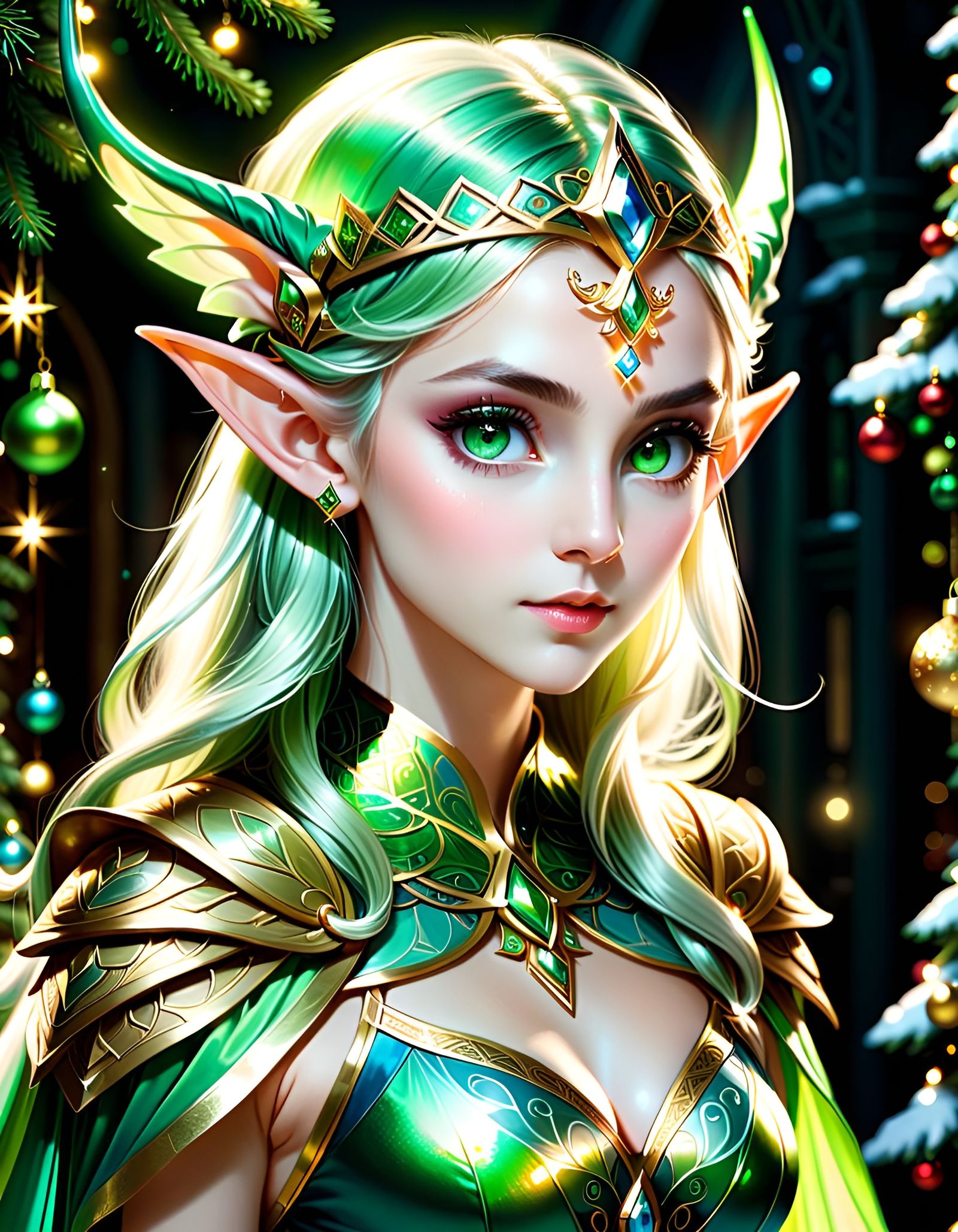 Opalescent Christmas Elf Princess Portrait