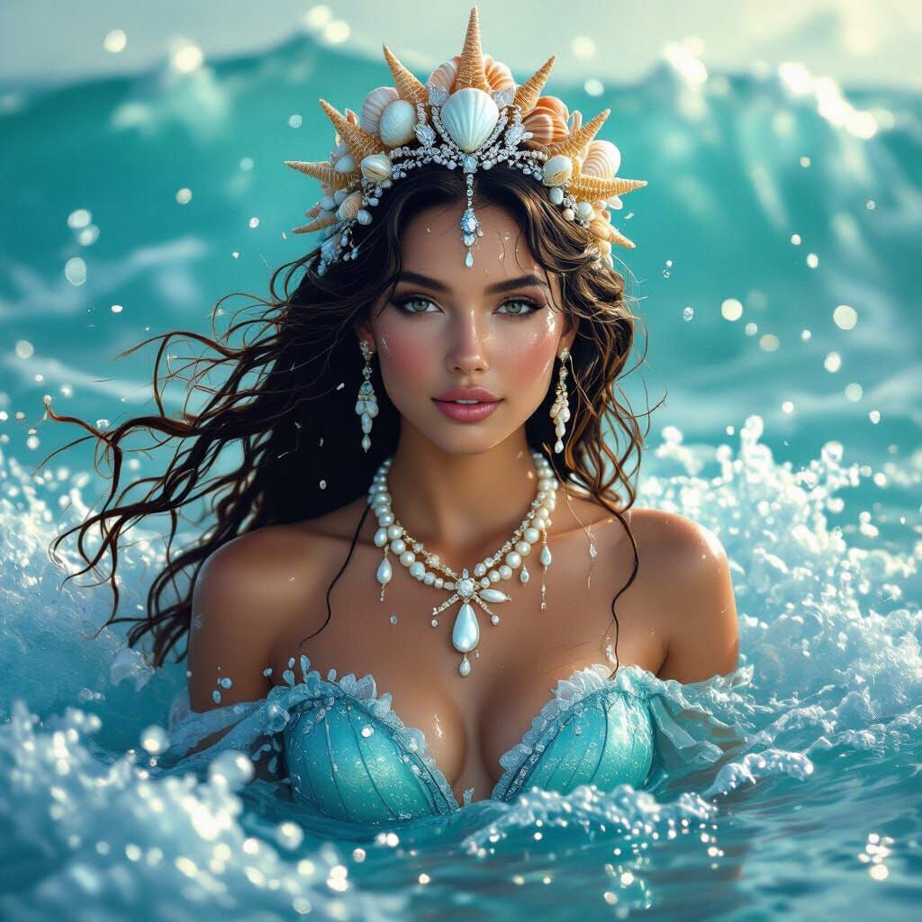Goddess Emerges from Ocean in Ethereal Style