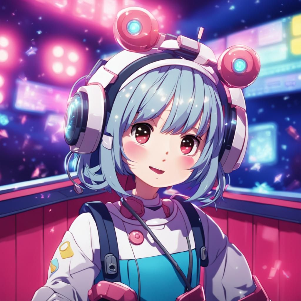 A beautiful and cute anime robot woman.