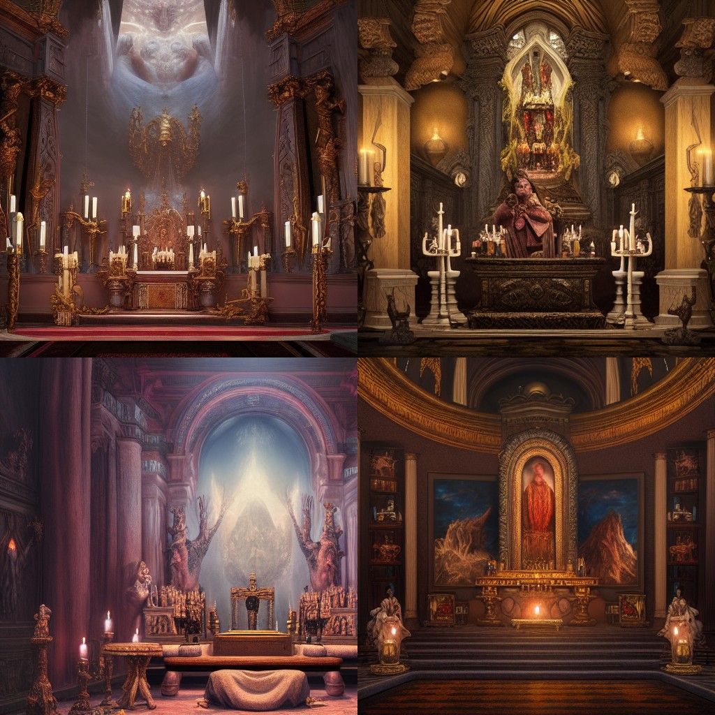 Hyperrealistic Fantasy Altar in Matte Painting Style