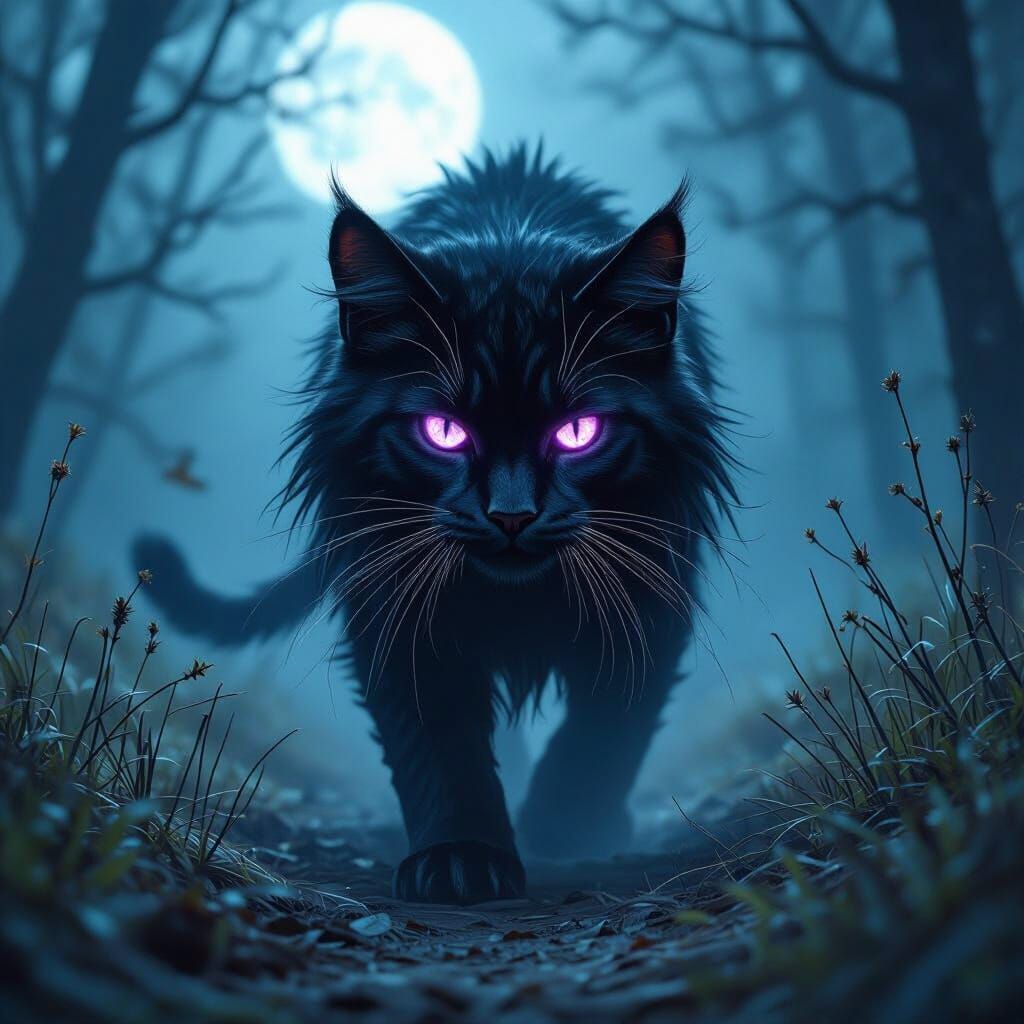 Mystical Shadow Cat in Cinematic Sci-Fi Style
