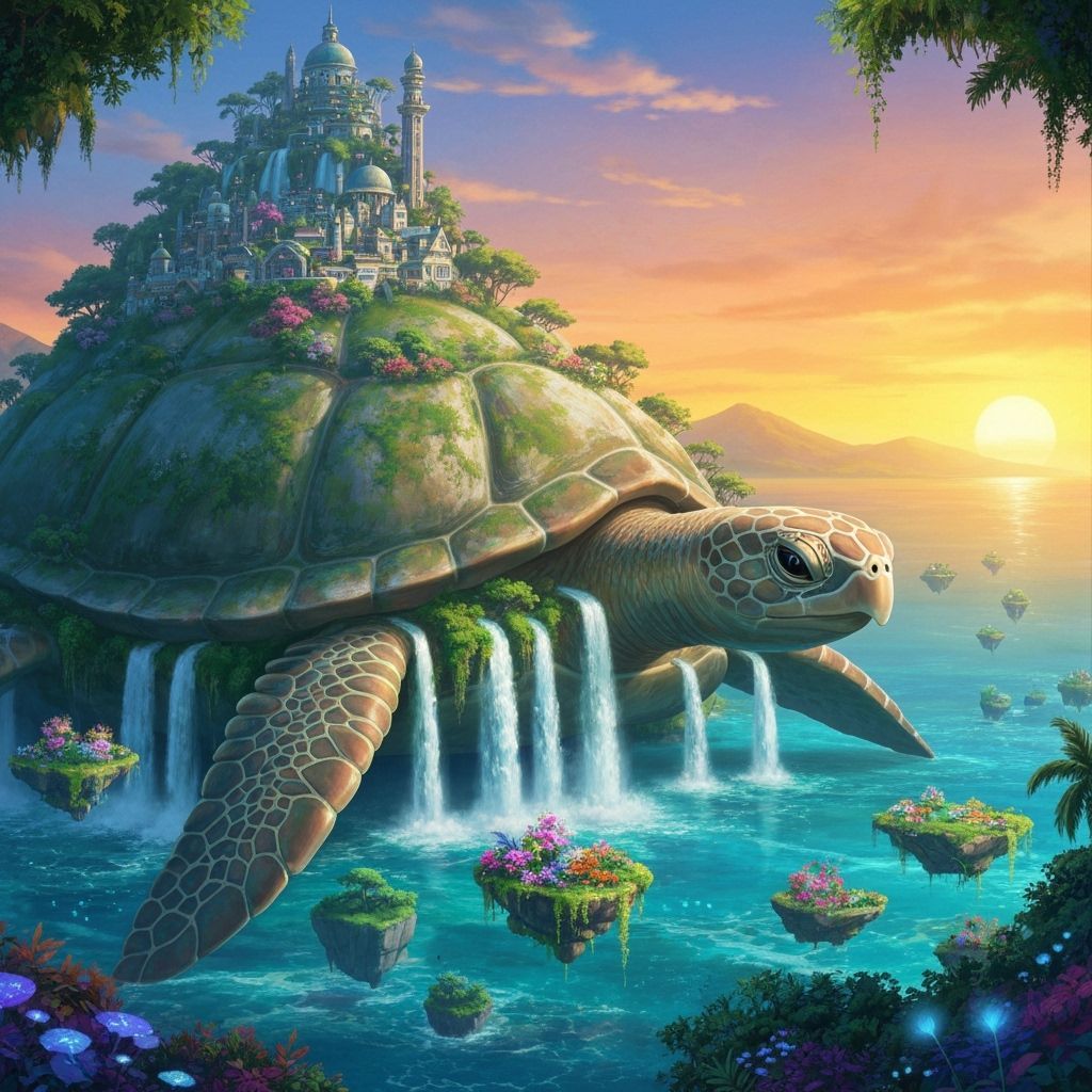 Harmonious Biosphere City on Giant Turtle Shell