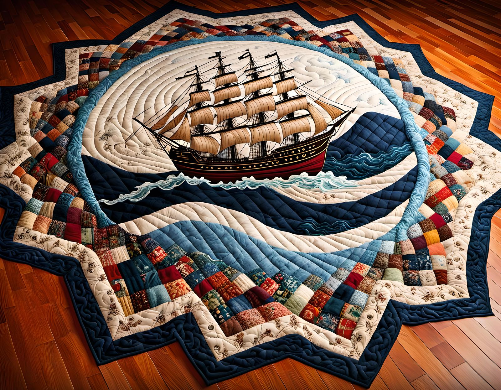 Ocean of Quilts: A Cinematic Fabric Ship