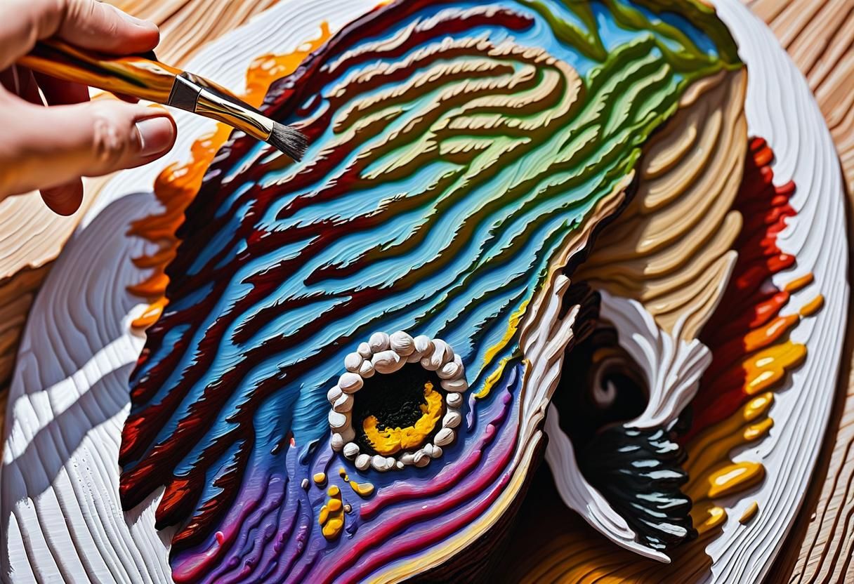 Colorful Fruits and Vegetables as Oil Painting