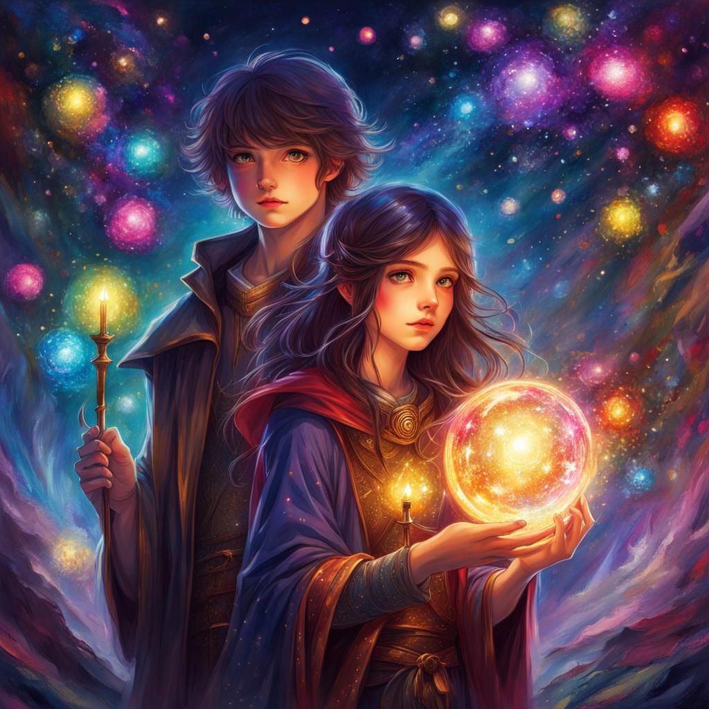 Sparkling Wizards in Anime and Pre-Raphaelite Style